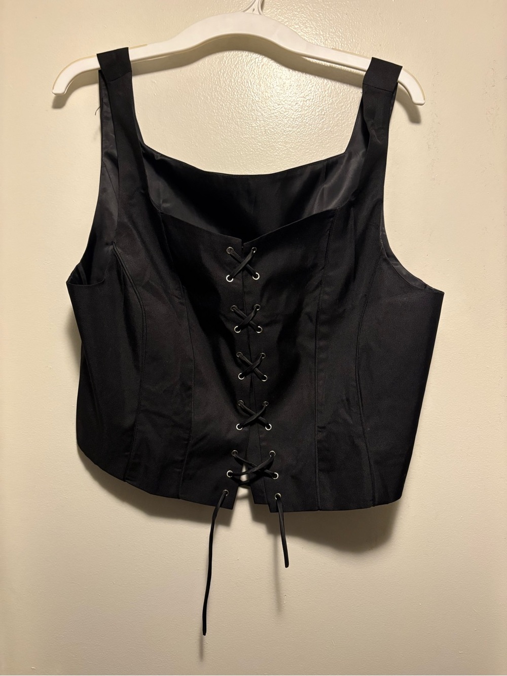 Black Lace-Up Corset Style Tank Top